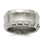 Edward Mirell Titanium Faceted Edge Brushed/Polished 12mm Concave Band