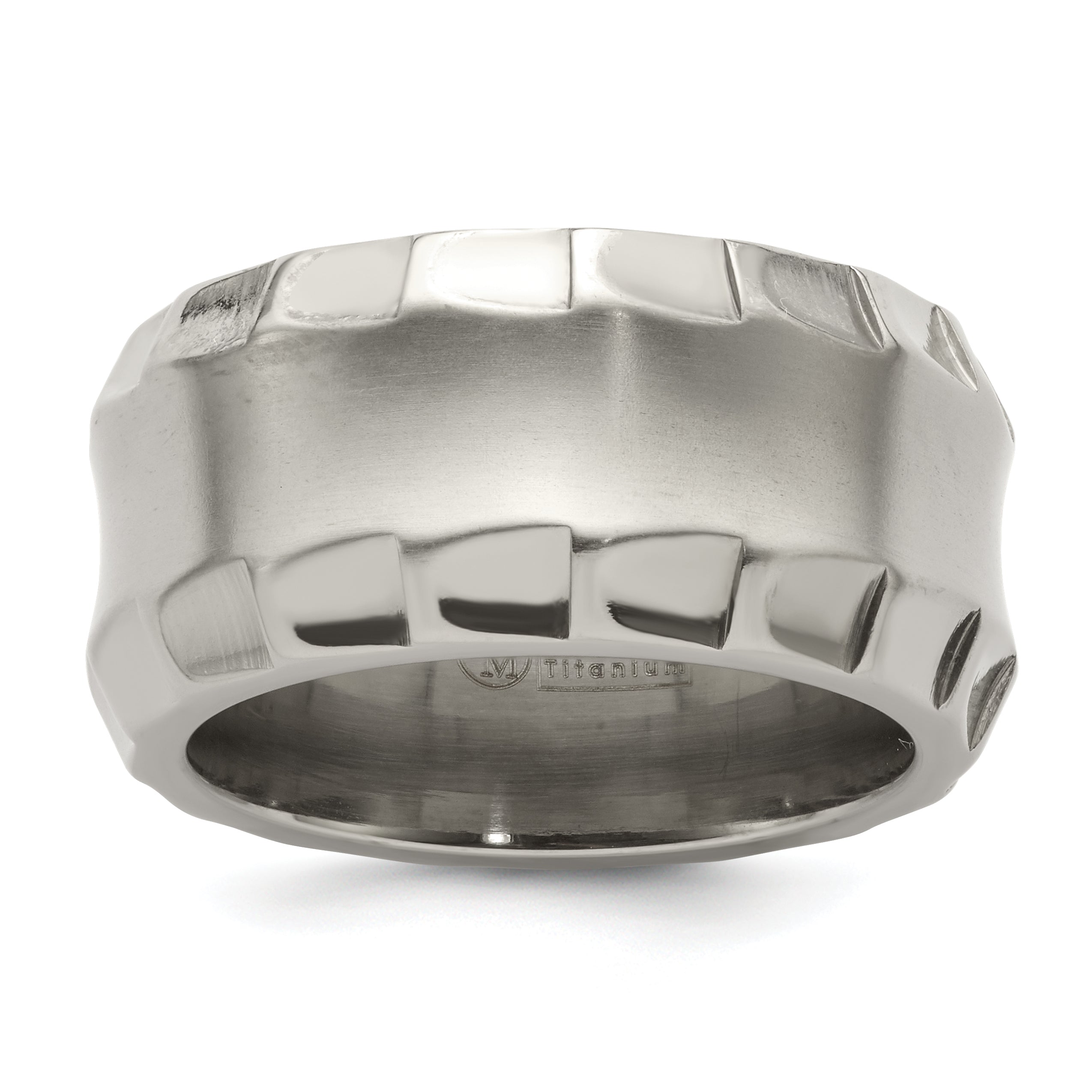 Edward Mirell Titanium Faceted Edge Brushed/Polished 12mm Concave Band