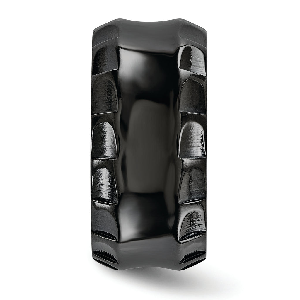 Edward Mirell Black Ti Faceted Edges Polished 12mm Ring