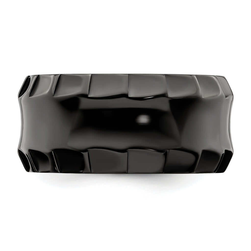 Edward Mirell Black Ti Faceted Edges Polished 12mm Ring