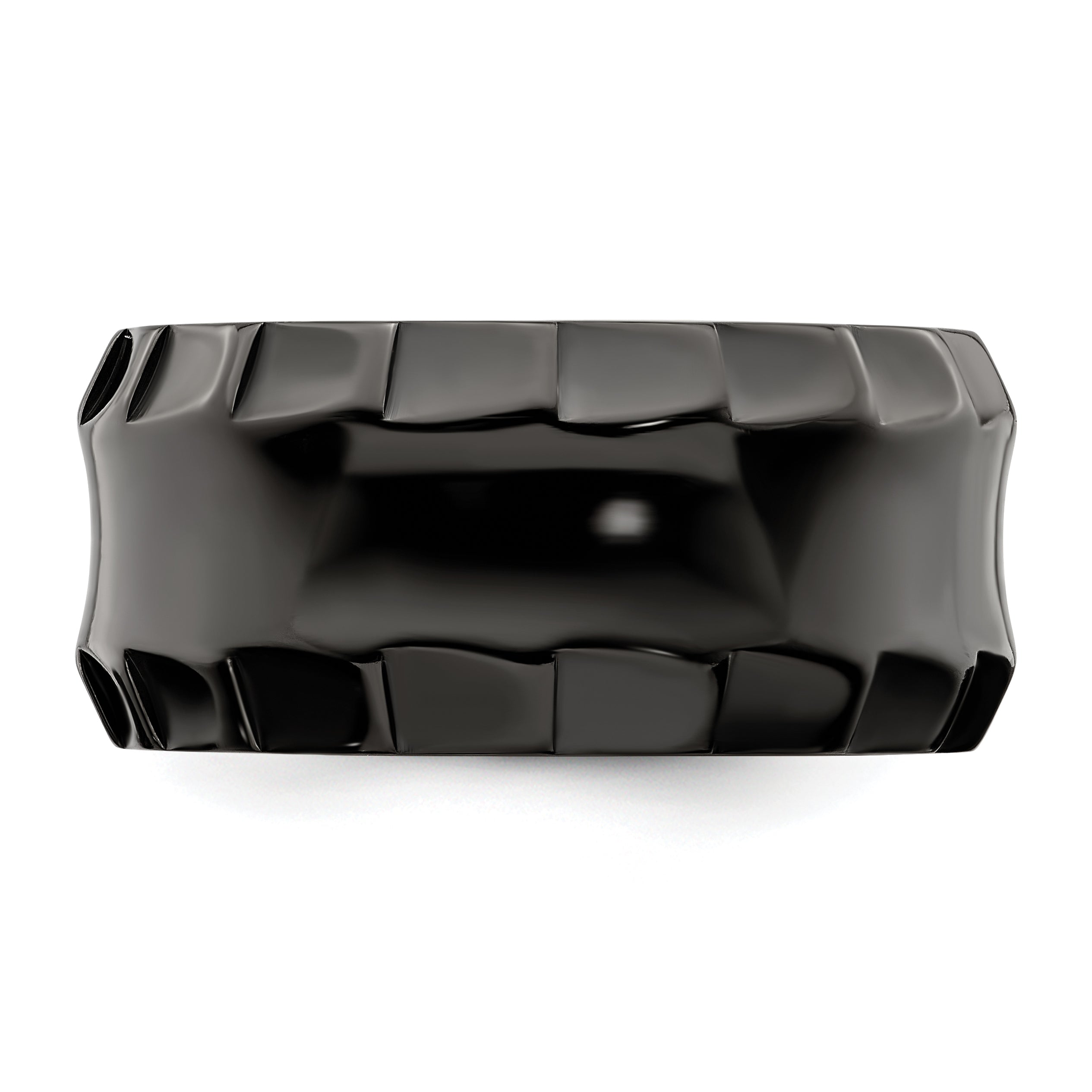 Edward Mirell Black Ti Faceted Edges Polished 12mm Ring