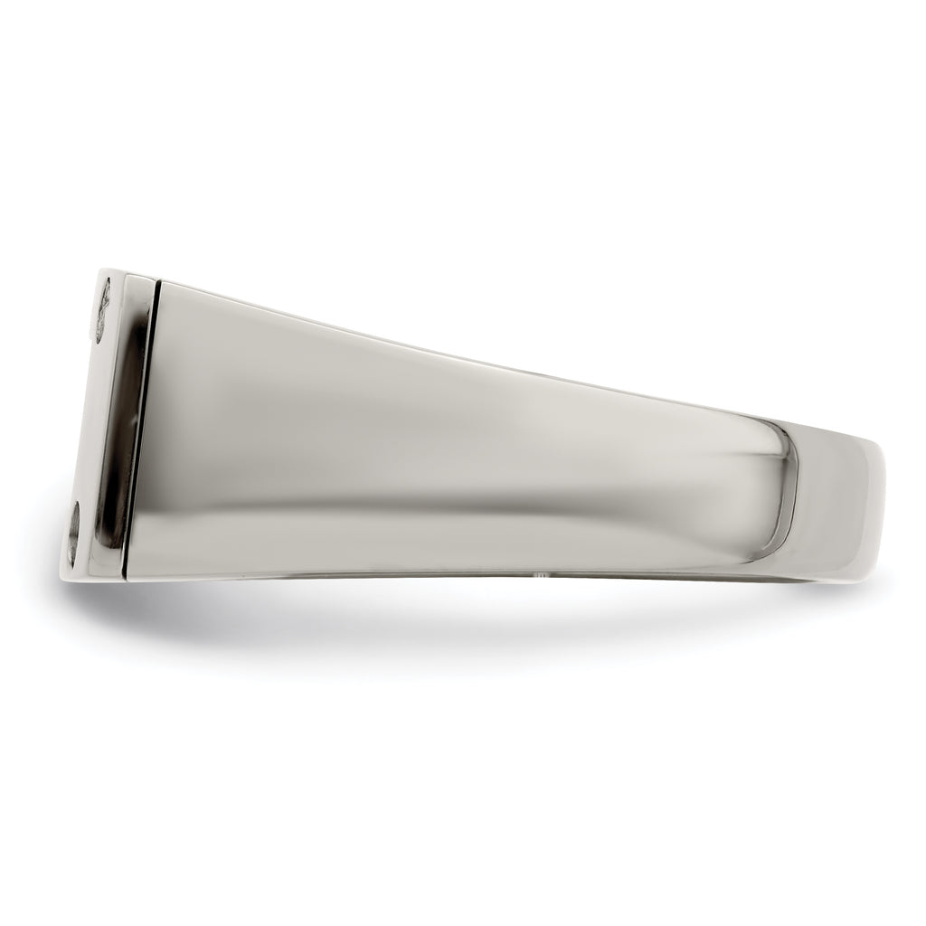 Edward Mirell Titanium Brown Leather Insert Polished Ring