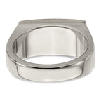 Edward Mirell Titanium Brown Leather Insert Polished Ring