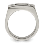 Edward Mirell Titanium Black Leather Insert Polished Ring