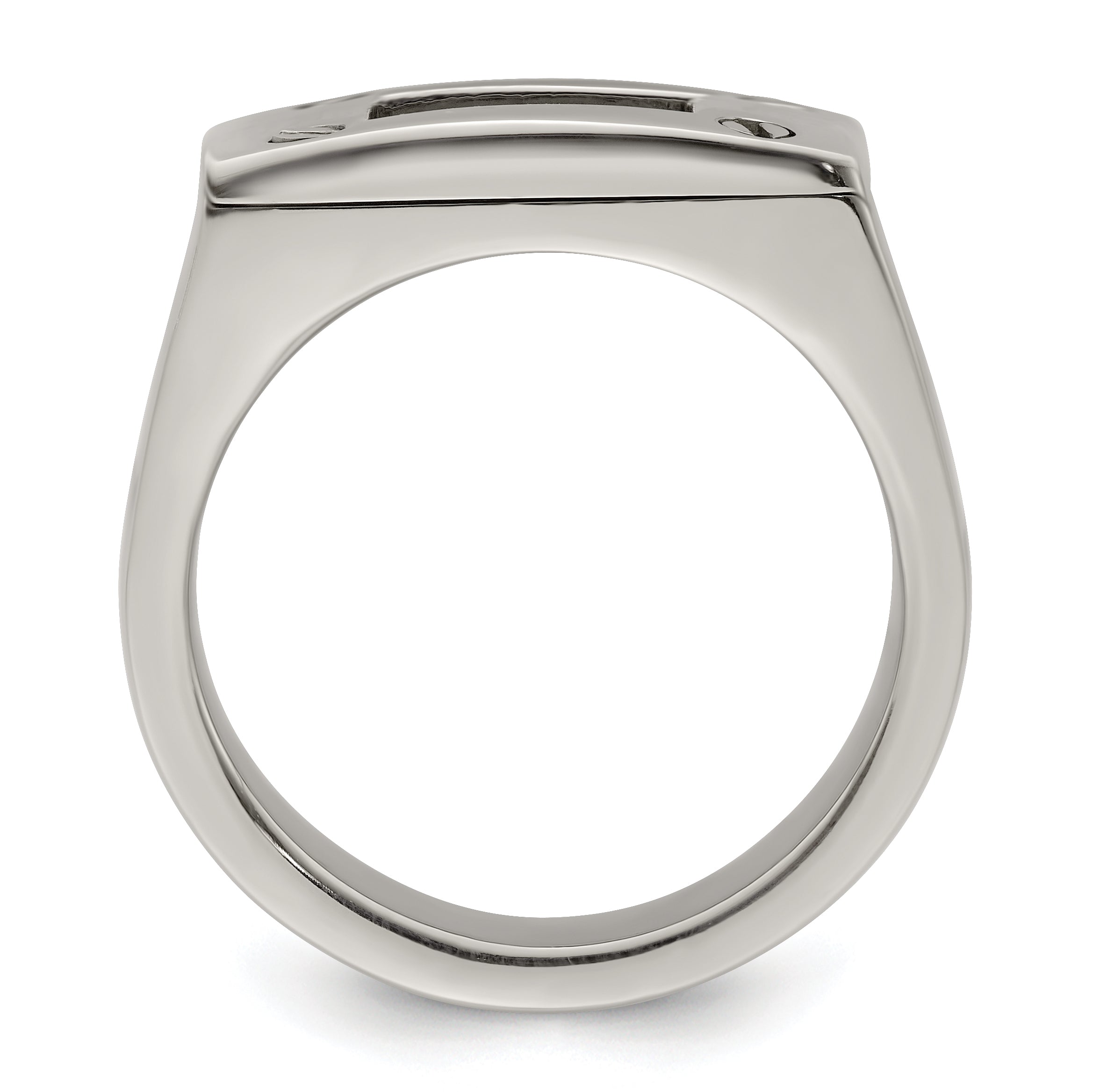 Edward Mirell Titanium Black Leather Insert Polished Ring