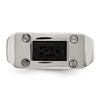 Edward Mirell Titanium Black Leather Insert Polished Ring