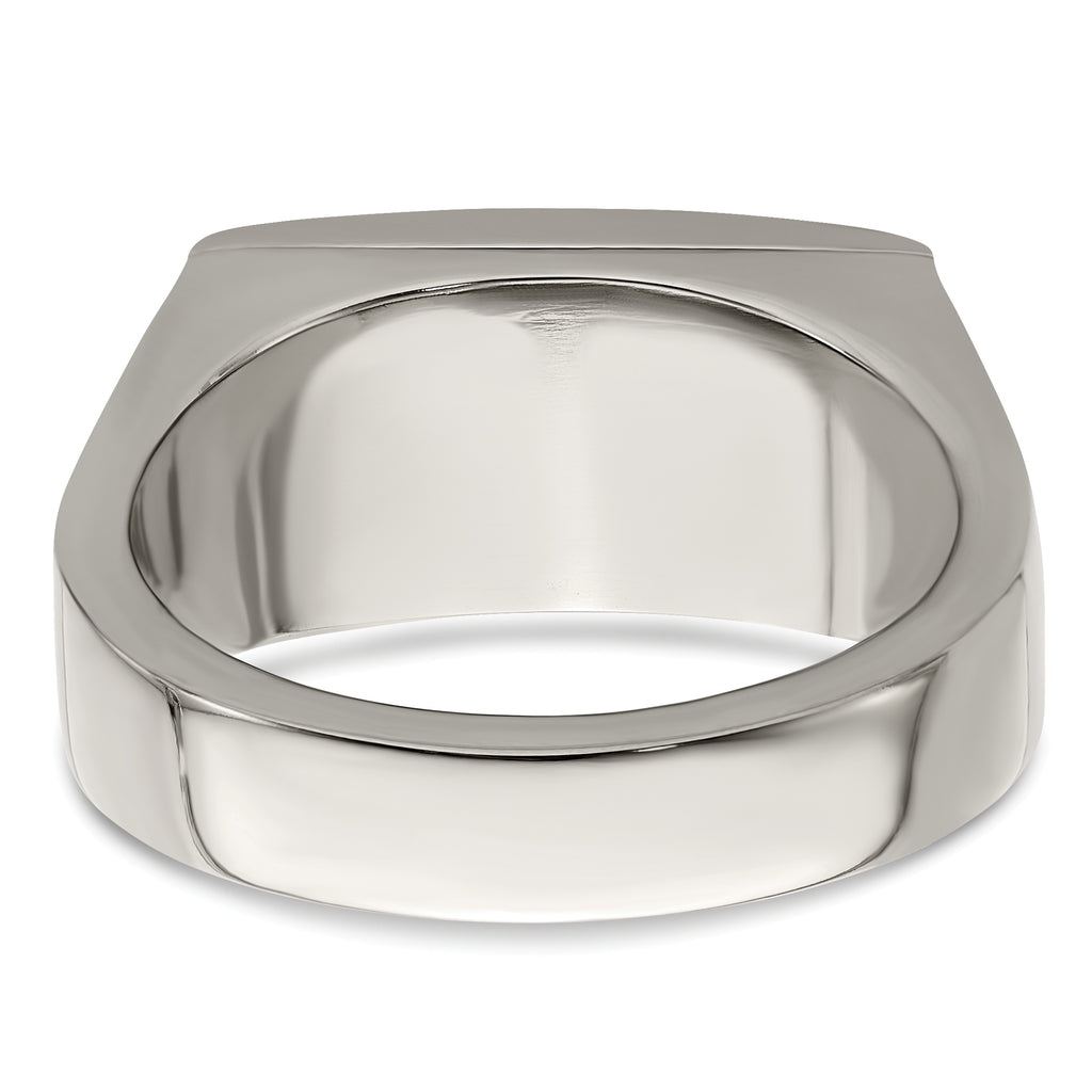 Edward Mirell Titanium Black Leather Insert Polished Ring
