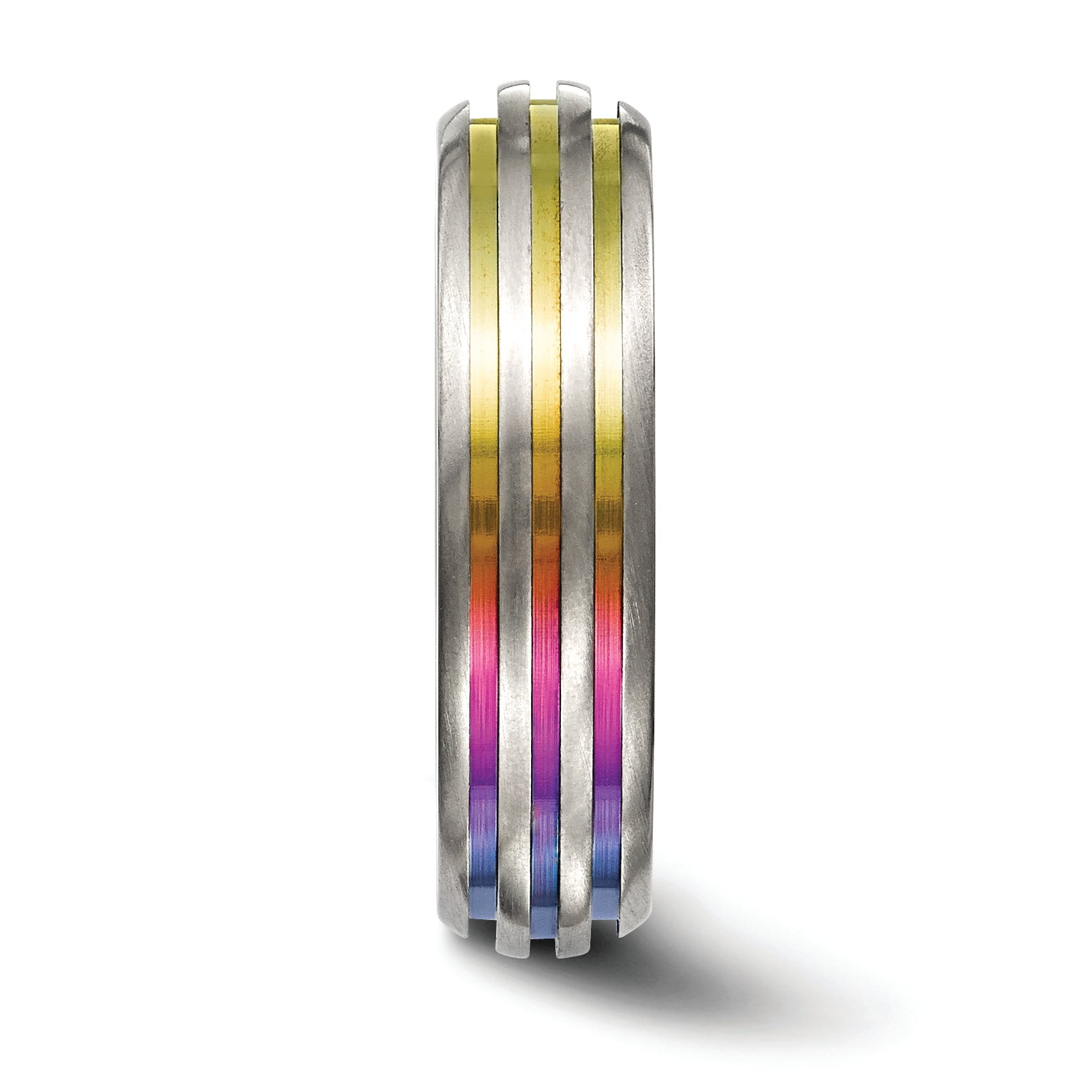 Edward Mirell Titanium Triple Groove Multi-color Anodized Ring Secondary image