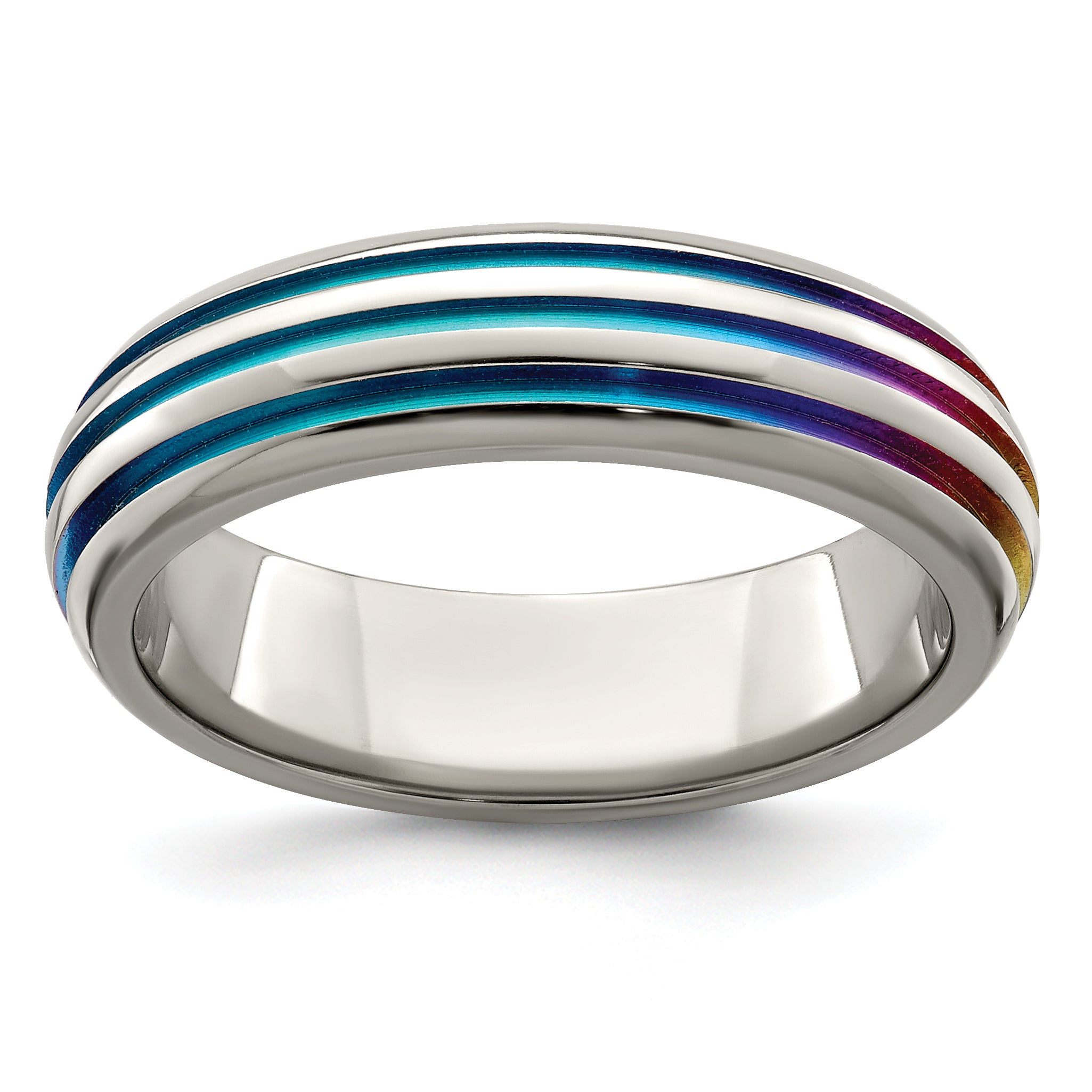 Edward Mirell Titanium Triple Groove Multi-color Anodized Ring Main image