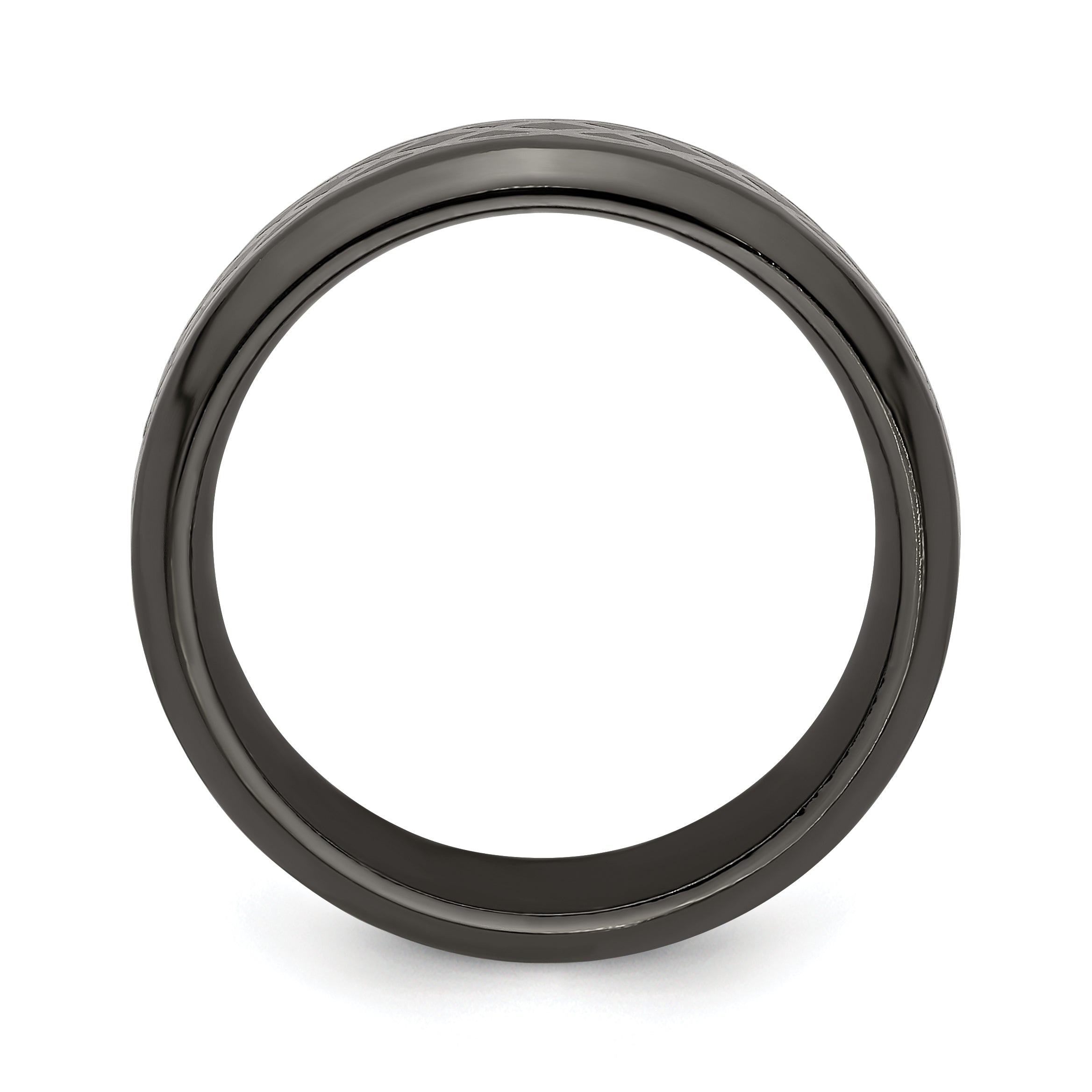 Edward Mirell Black Ti and Argentium Sterling Silver Inlay Polished Celtic Design 9mm Flat Band Secondary image