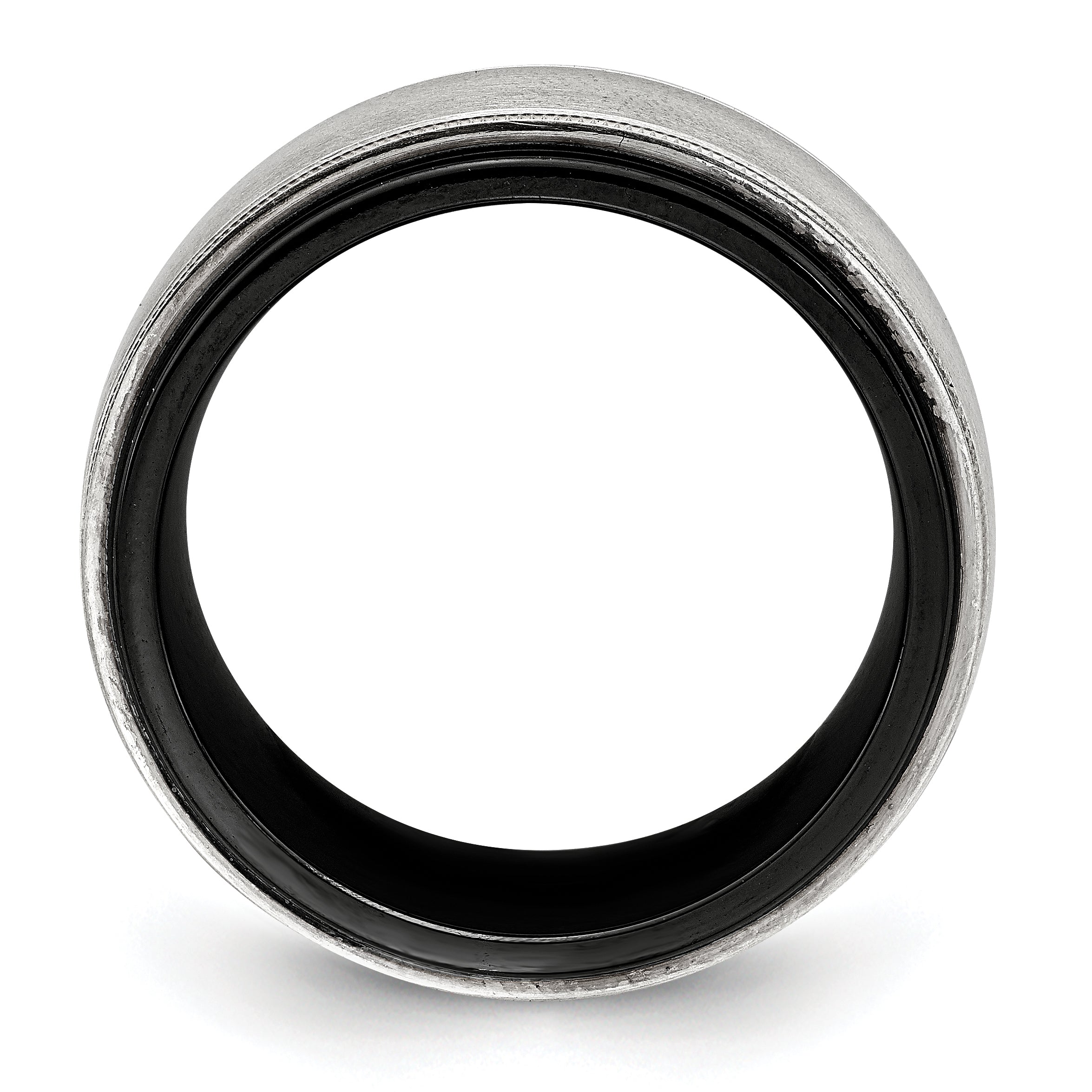 Edward Mirell Black Ti & Sterling Silver Satin & Polished Milgrain Ring Secondary image
