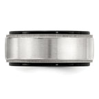 Edward Mirell Black Ti & Sterling Silver Satin & Polished Milgrain Ring