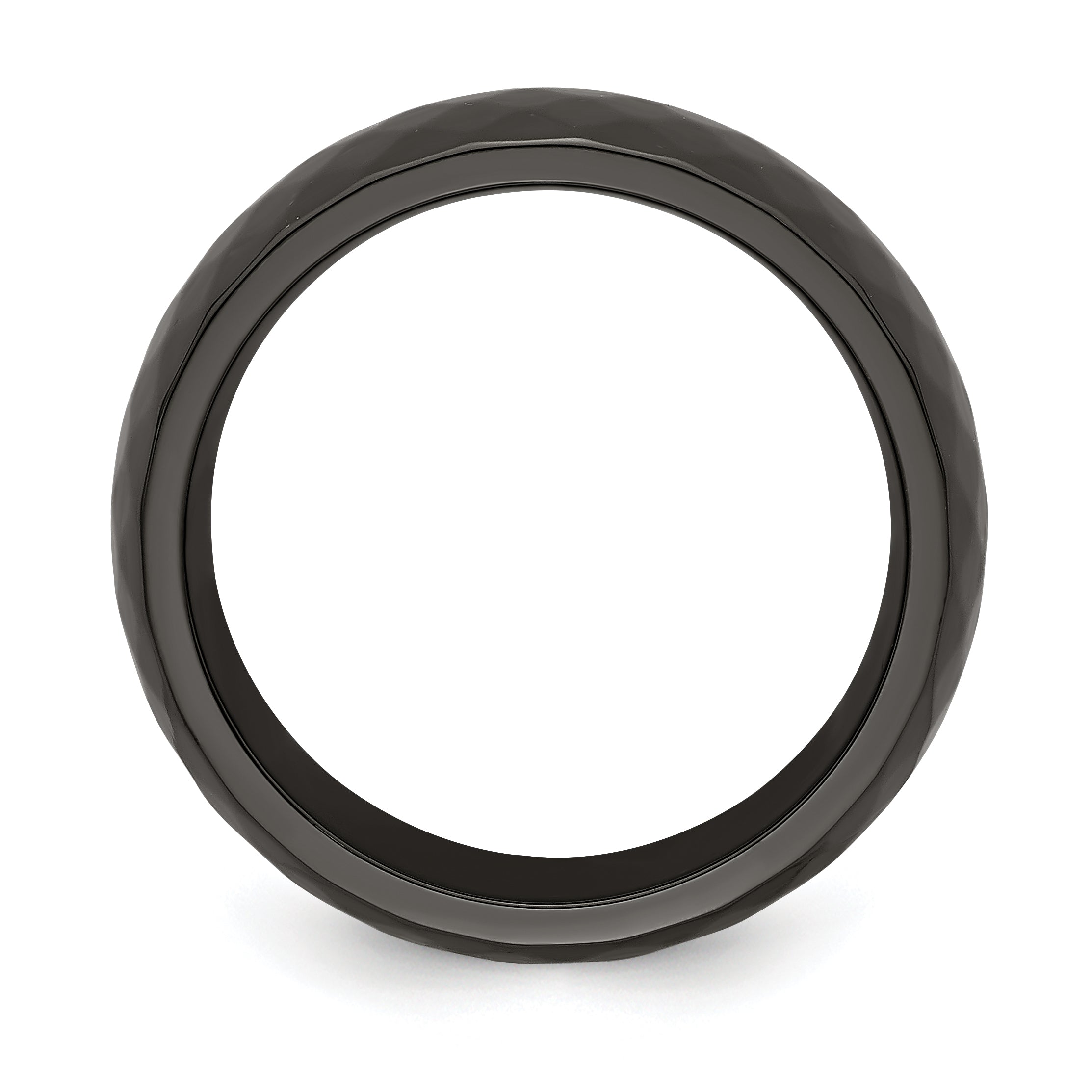 Faceted Wedding Band in Black Titanium, 9mm Secondary image