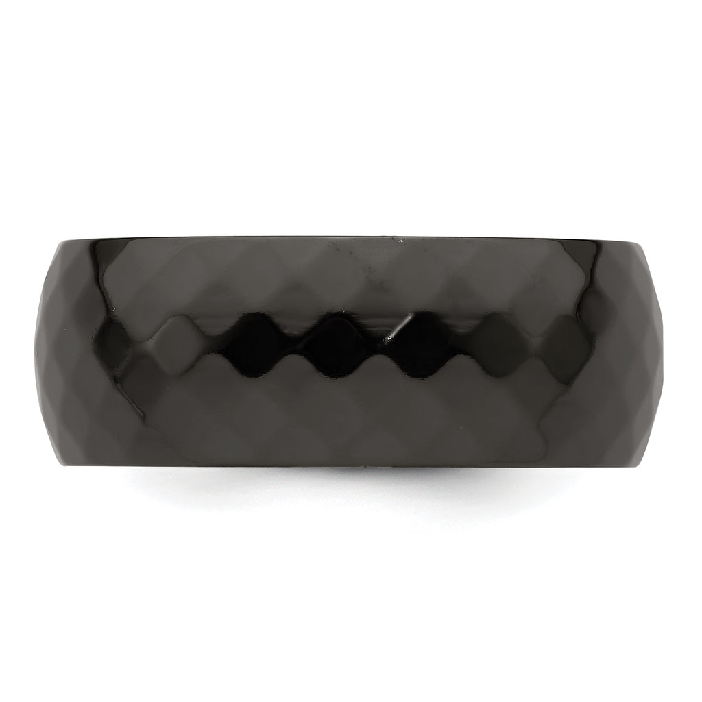 Edward Mirell Black Ti Polished Faceted 9mm Band