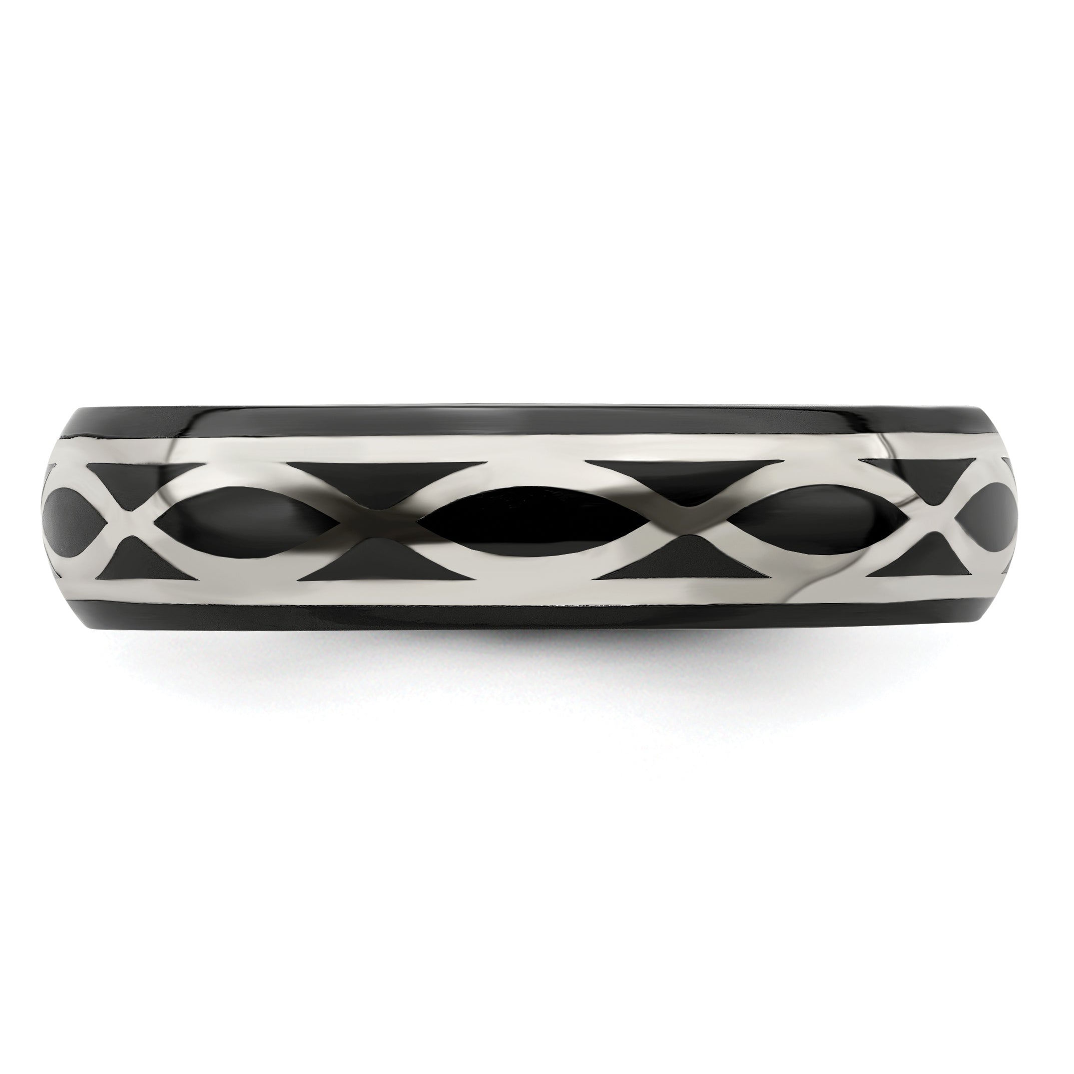 Edward Mirell Black Ti and Argentium Sterling Silver Brushed/Polished Infinity Design 6mm Domed Band Secondary image