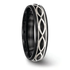 Edward Mirell Black Ti and Argentium Sterling Silver Brushed/Polished Infinity Design 6mm Domed Band
