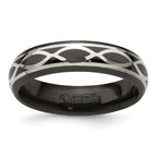 Edward Mirell Black Ti and Argentium Sterling Silver Brushed/Polished Infinity Design 6mm Domed Band