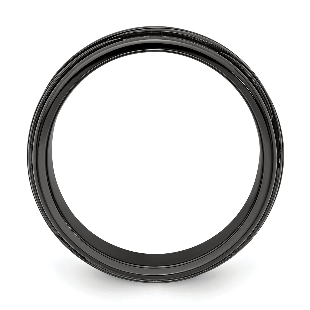 Edward Mirell Black Ti Polished Grooved Waves 10mm Band