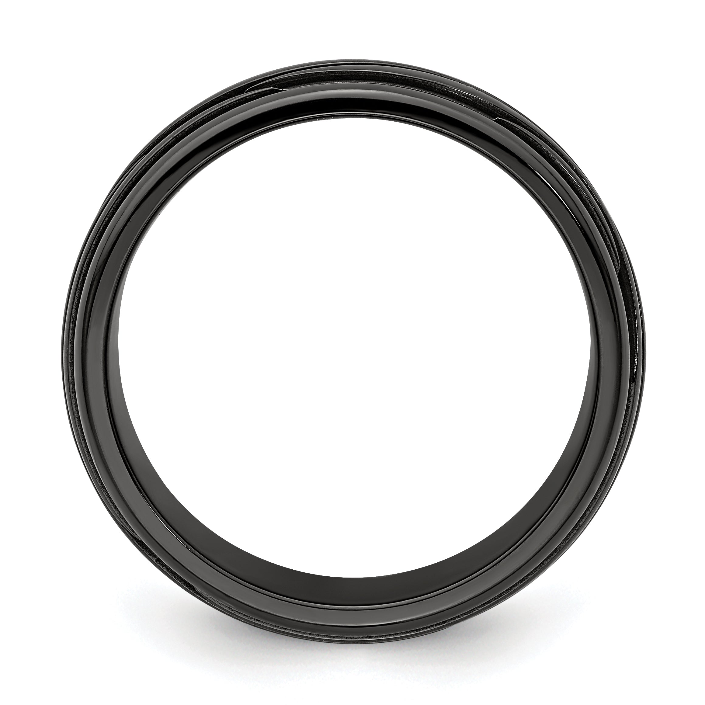 Edward Mirell Black Ti Polished Grooved Waves 10mm Band