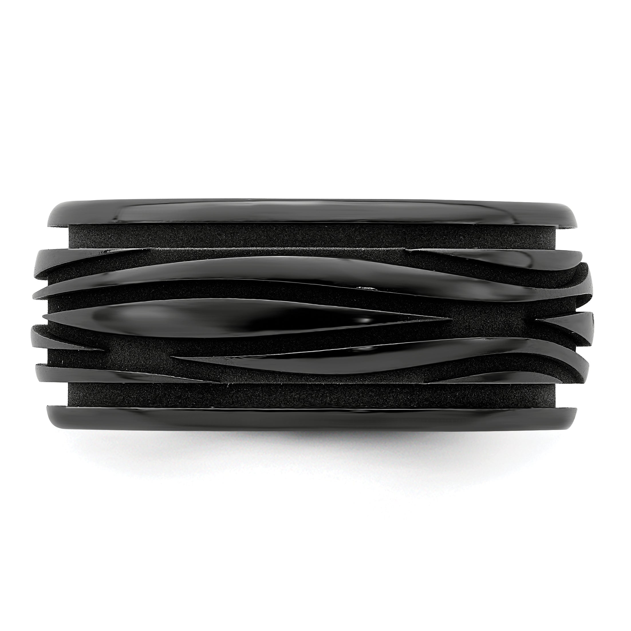 Edward Mirell Black Ti Polished Grooved Waves 10mm Band