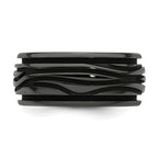 Edward Mirell Black Ti Polished Grooved Waves 10mm Band