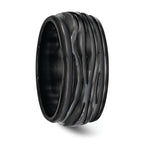 Edward Mirell Black Ti Polished Grooved Waves 10mm Band