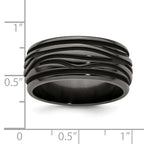 Edward Mirell Black Ti Polished Grooved Waves 10mm Band