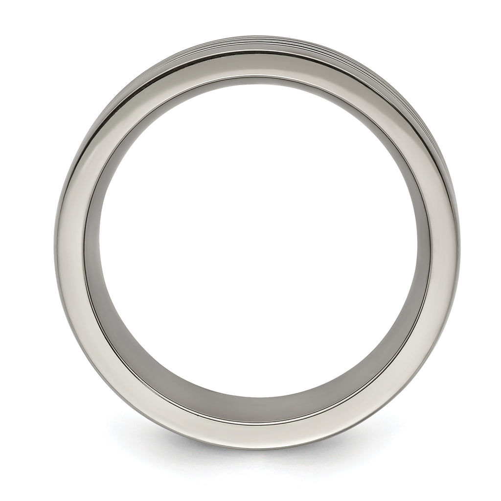 Edward Mirell Titanium with Blue Anodized Grooves Flat 10mm Band