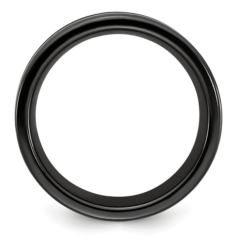 Edward Mirell Black Ti with Blue Anodized Grooves Flat 8.5mm Band