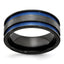 Edward Mirell Black Ti with Blue Anodized Grooves Flat 8.5mm Band