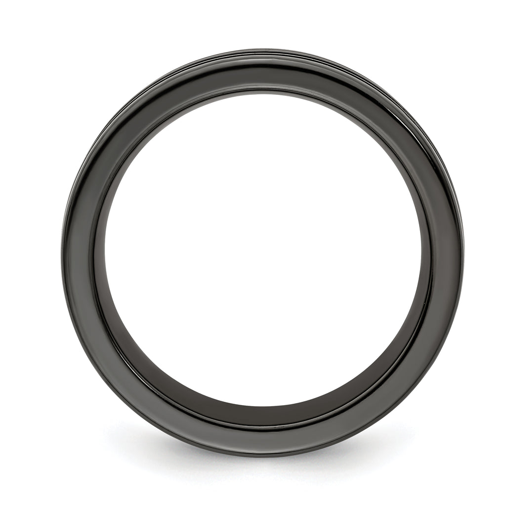 Edward Mirell Black Ti with Blue Anodized Grooves Flat 10mm Band