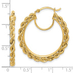 14k Polished and D/C Rope 2.95mm Hoop Earrings