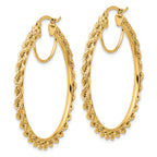 14k Polished and D/C Rope 2.95mm Hoop Earrings
