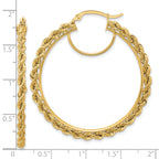 14k Polished and D/C Rope 2.95mm Hoop Earrings