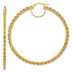 14k Polished and D/C Rope 2.95mm Hoop Earrings