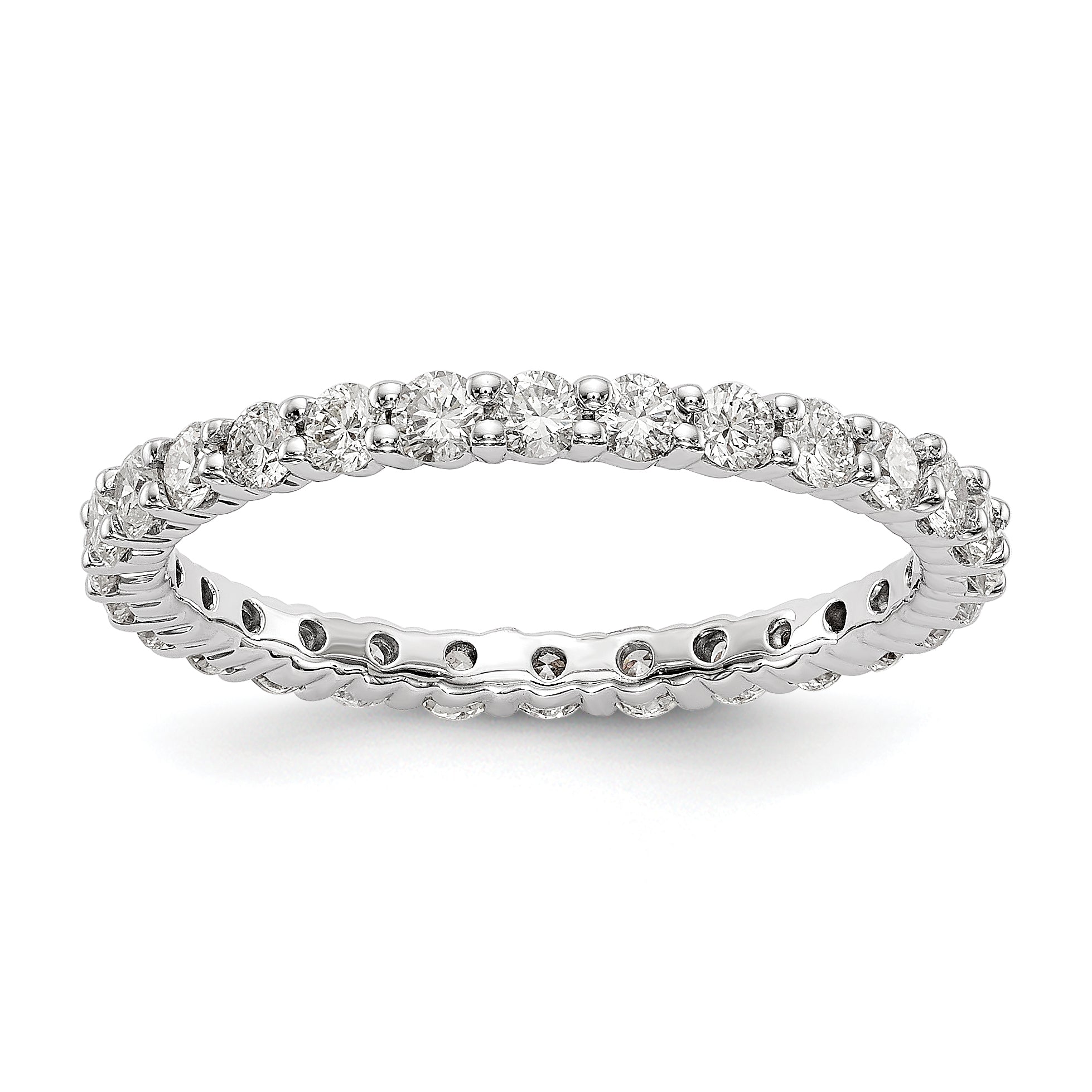 14k White Gold 1 carat Lab Grown Diamond VS/SI+ G+ Complete Size 8.5 Shared Prong Eternity Band Main image