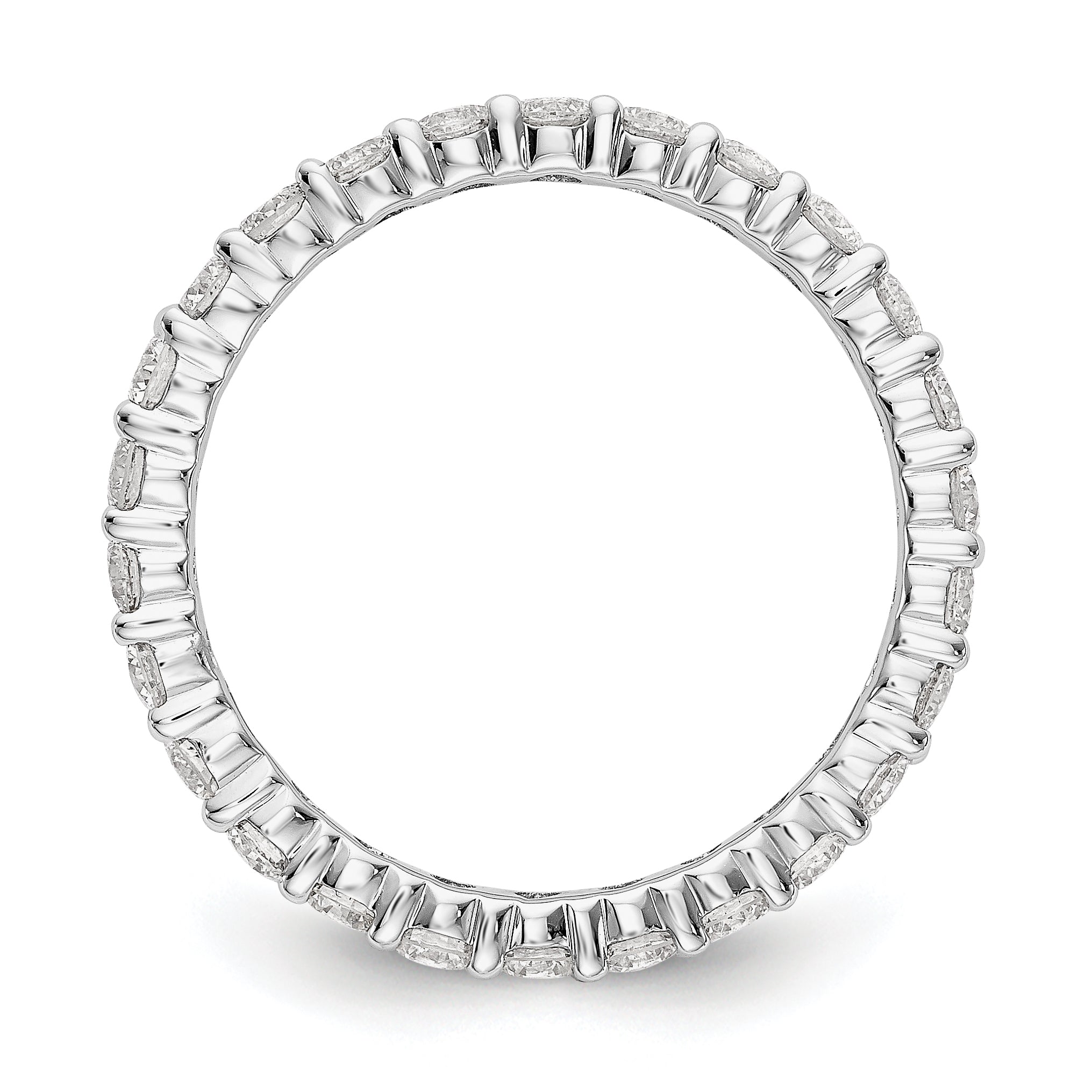 14k White Gold 1 1/2 carat Lab Grown Diamond VS/SI+ G+ Complete Size 4 Shared Prong Eternity Band Secondary image