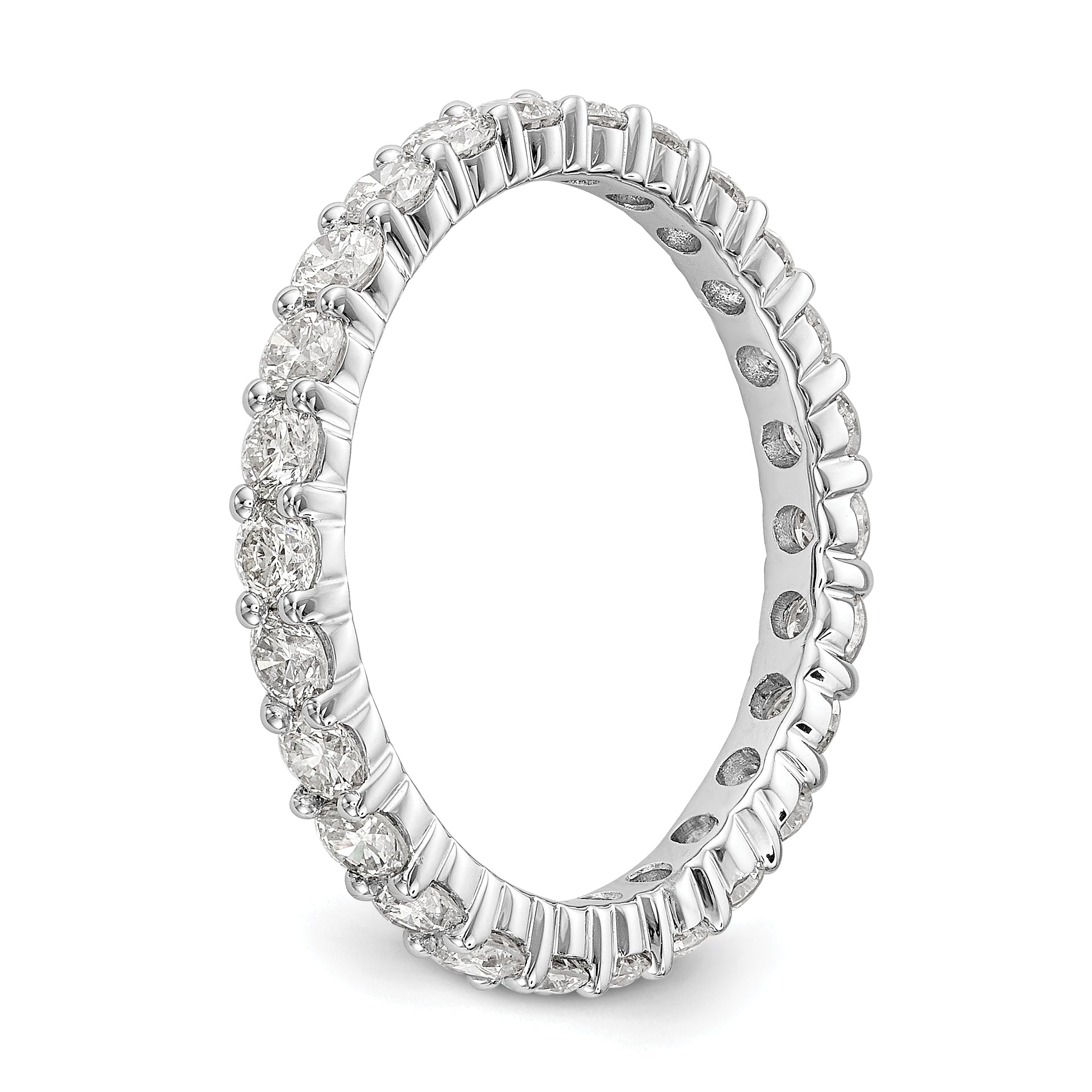 14k White Gold 1 1/2 carat Lab Grown Diamond VS/SI+ G+ Complete Size 8.5 Shared Prong Eternity Band