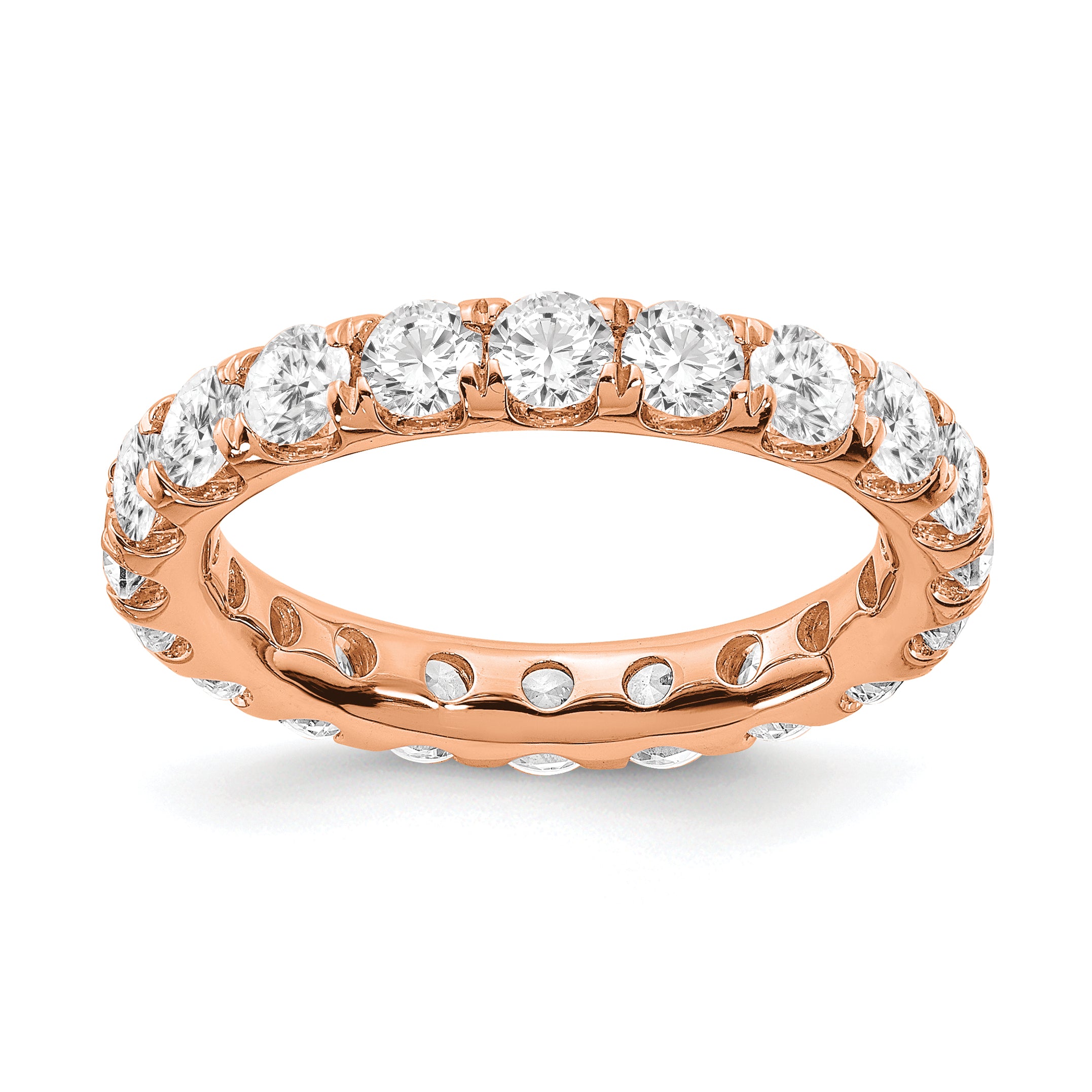 True Origin 14K Rose Gold 3 carat Lab Grown Diamond VS+ F+ Size 7 Complete Eternity Band Main image