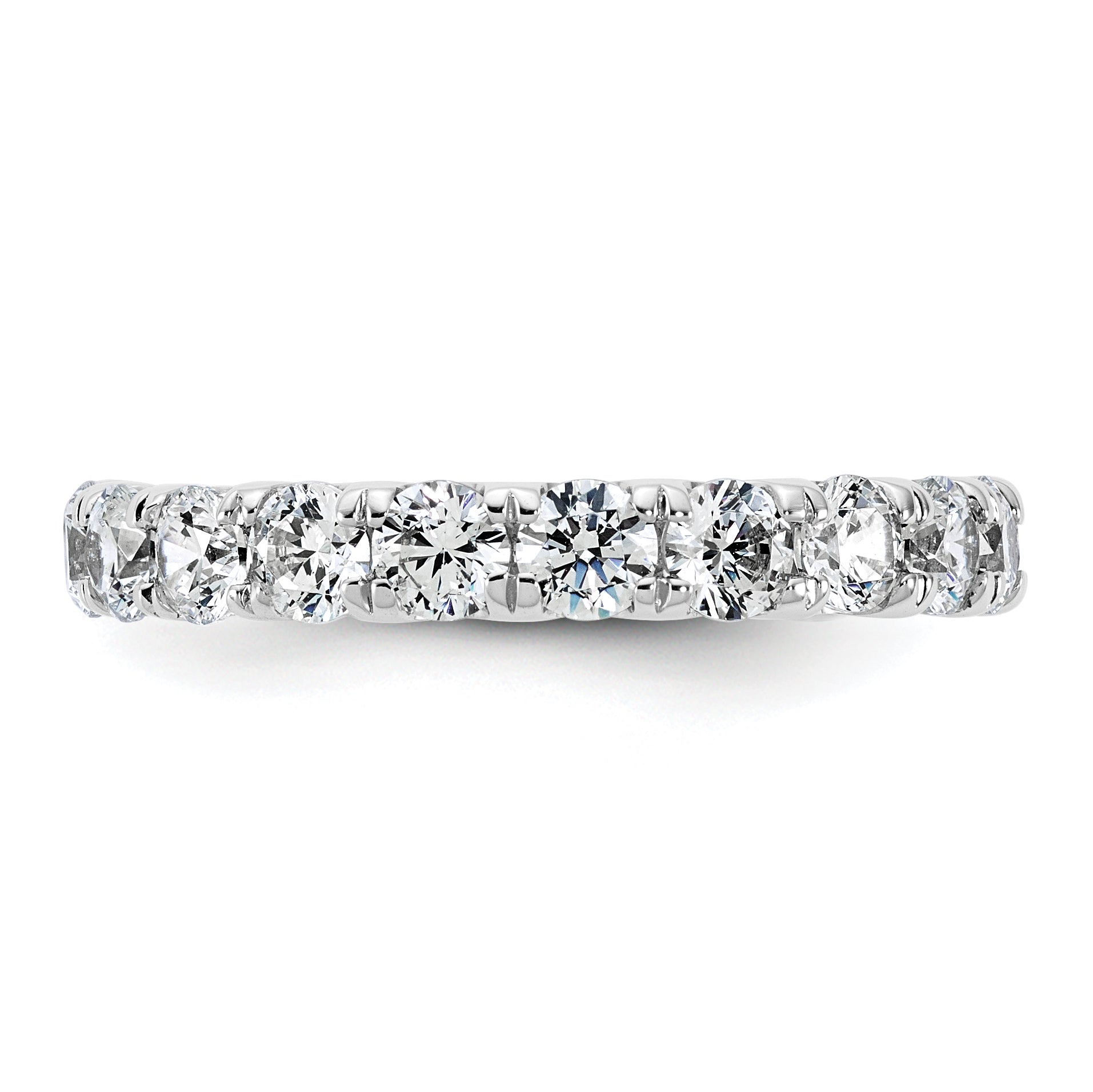 14k White Gold 3 carat Lab Grown Diamond VS/SI+ G+ Complete Size 7 Shared Prong Eternity Band