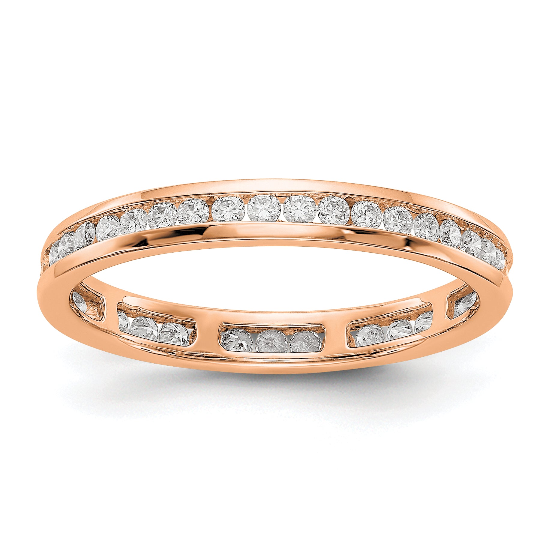 14k Rose Gold 1/2 carat Lab Grown Diamond VS/SI+ G+ Complete Channel Set Size 9 Eternity Band Main image