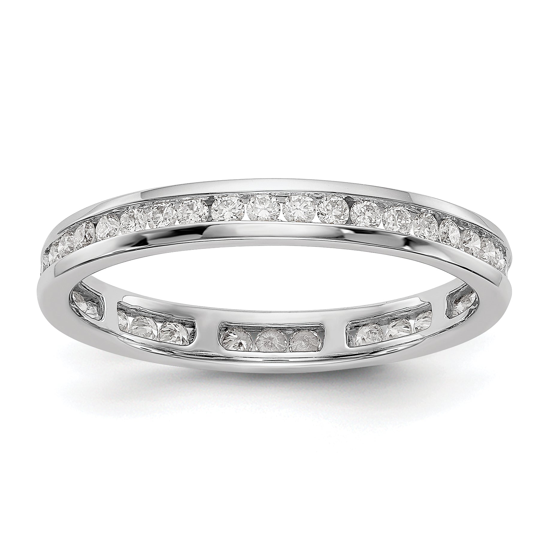 14k White Gold 1/2 carat Lab Grown Diamond VS/SI+ G+ Complete Channel Set Size 9 Eternity Band Main image