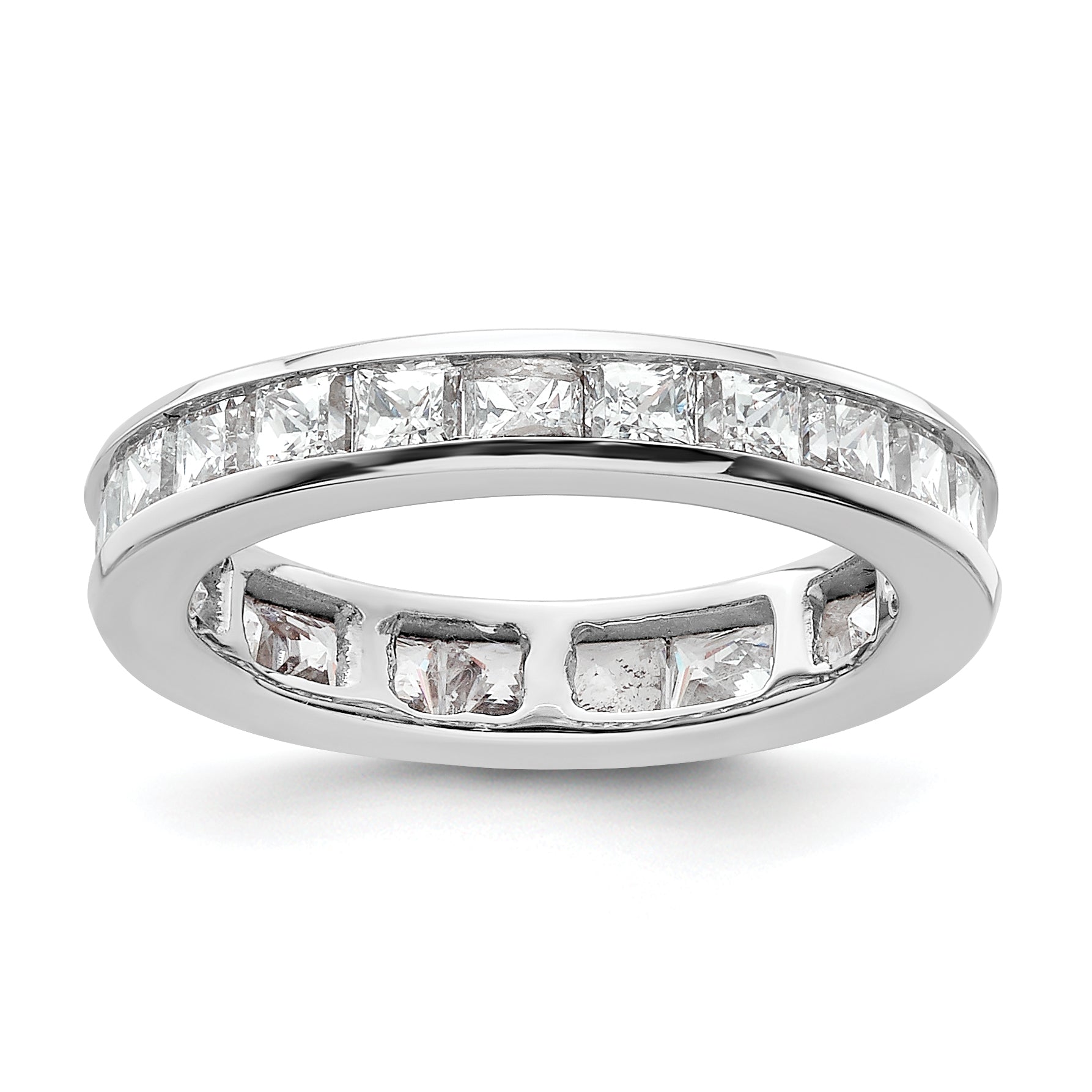 14k White Gold 2 carat Lab Grown Diamond VS+ F+ Princess Complete Channel Set Size 4 Eternity Band