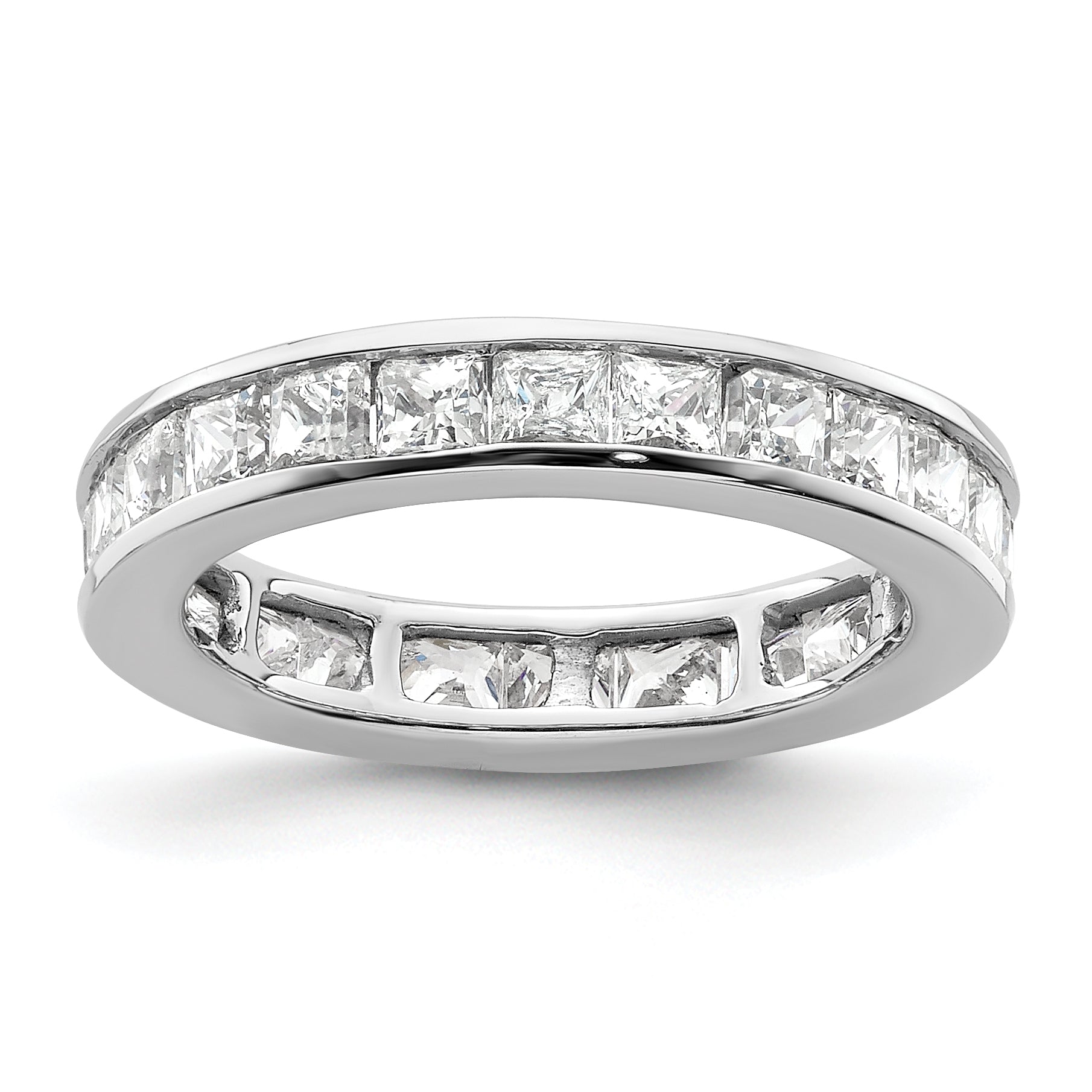14k White Gold 2 carat Lab Grown Diamond VS+ F+ Princess Complete Channel Set Size 5 Eternity Band