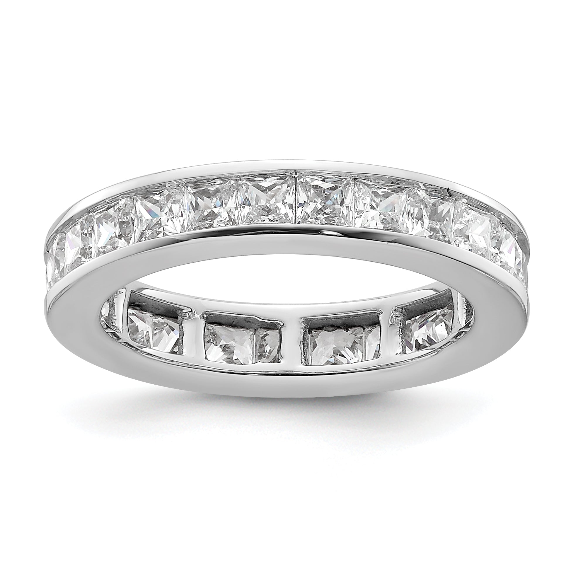 14k White Gold 2 carat Lab Grown Diamond VS+ F+ Princess Complete Channel Set Size 6 Eternity Band