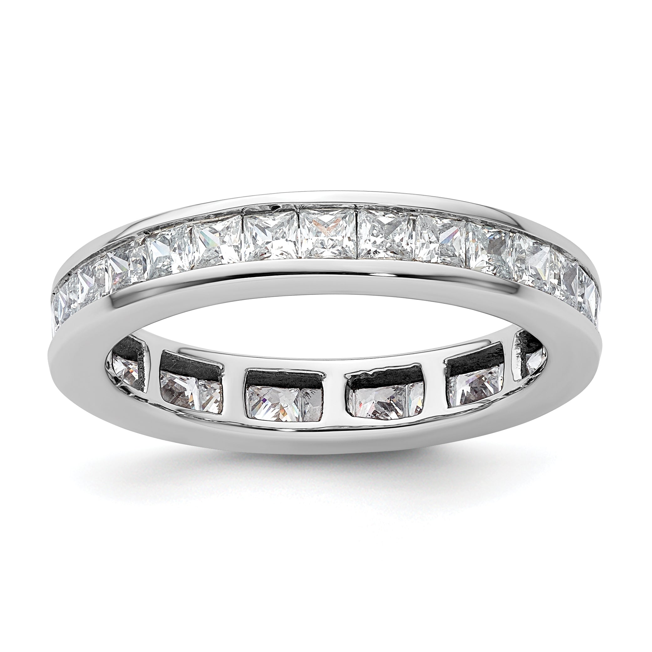 14k White Gold 2 carat Lab Grown Diamond VS+ F+ Princess Complete Channel Set Size 8 Eternity Band