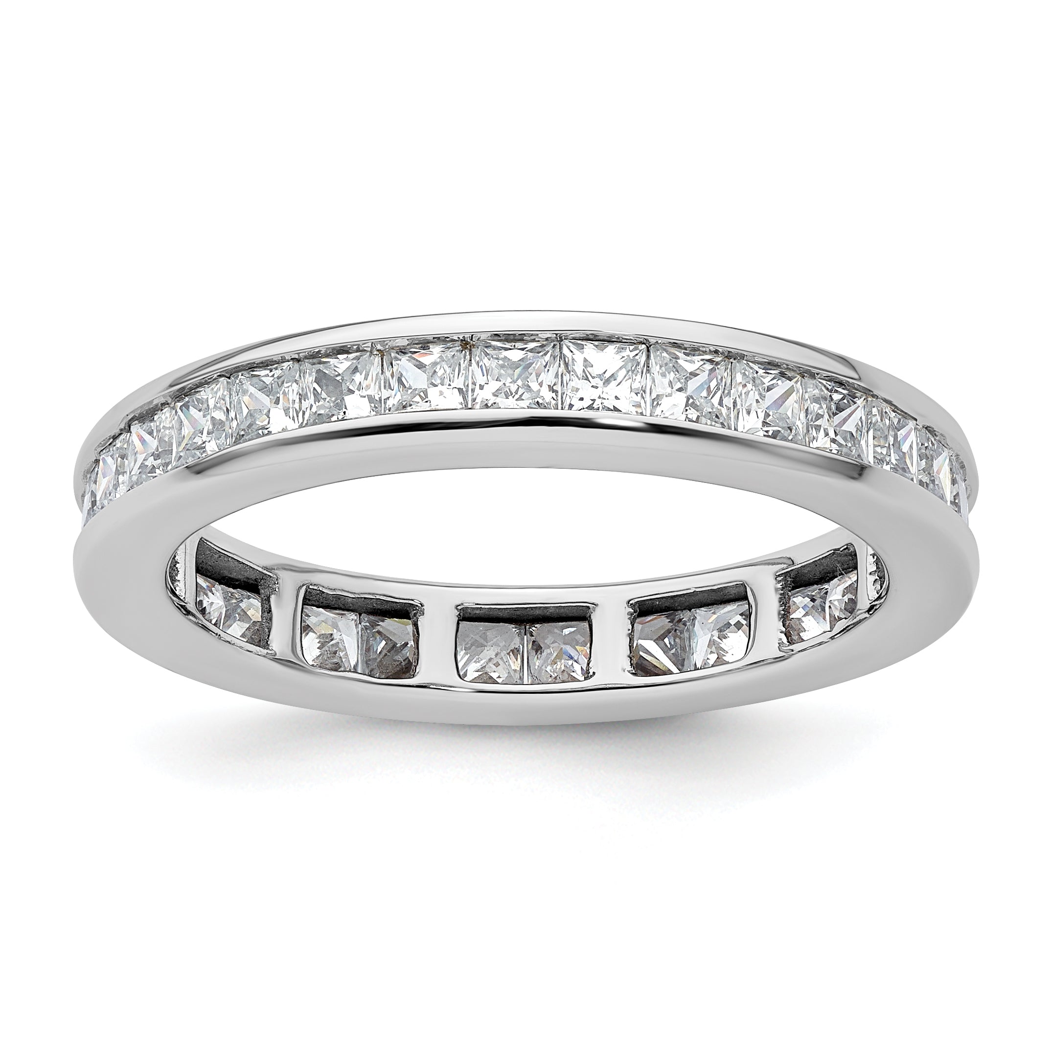 14k White Gold 2 carat Lab Grown Diamond VS+ F+ Princess Complete Channel Set Size 9 Eternity Band Main image