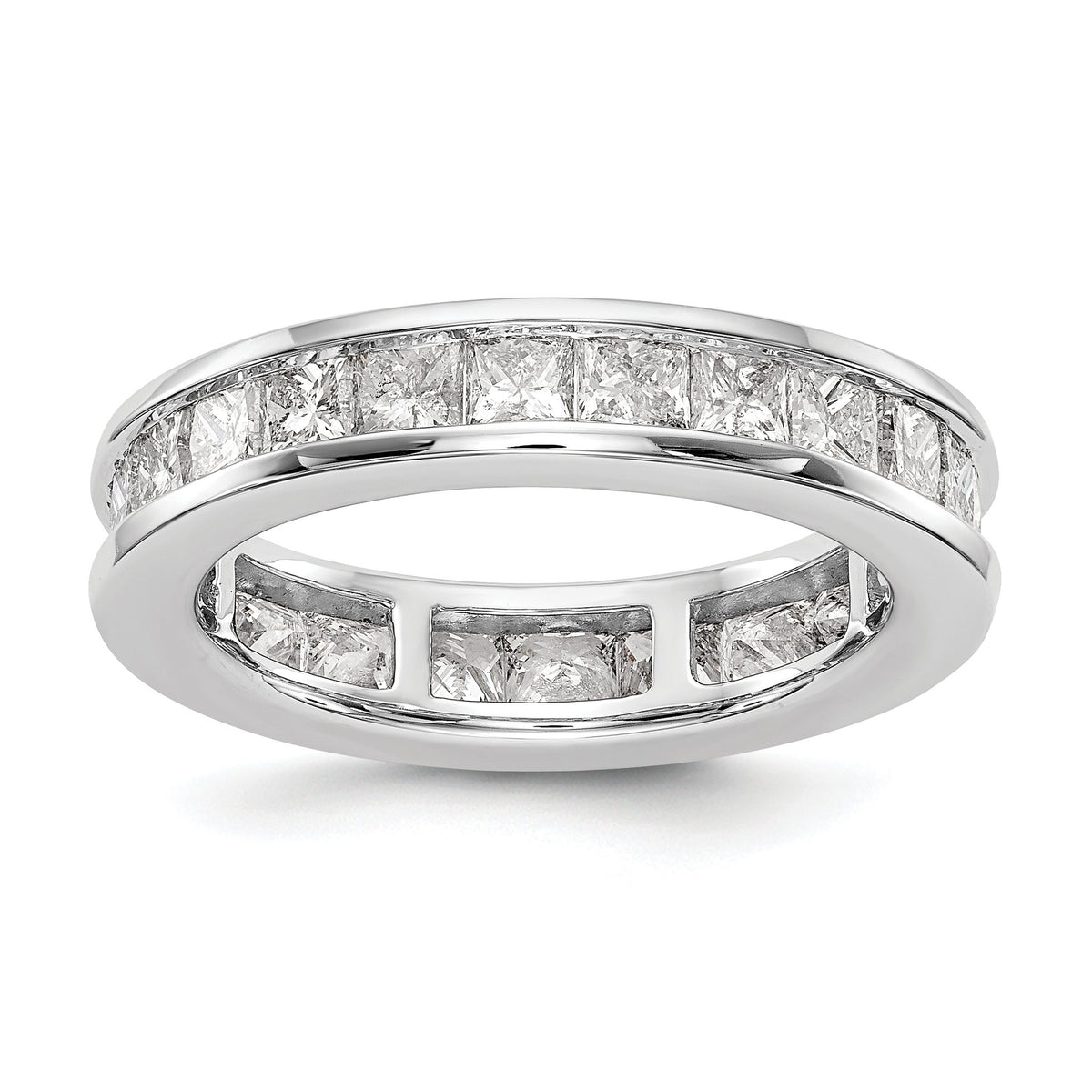 14k White Gold 3 carat Lab Grown Diamond VS+ F+ Princess Complete Channel Set Eternity Band, Size 7–7.5 - Sophia Jewelers Main image