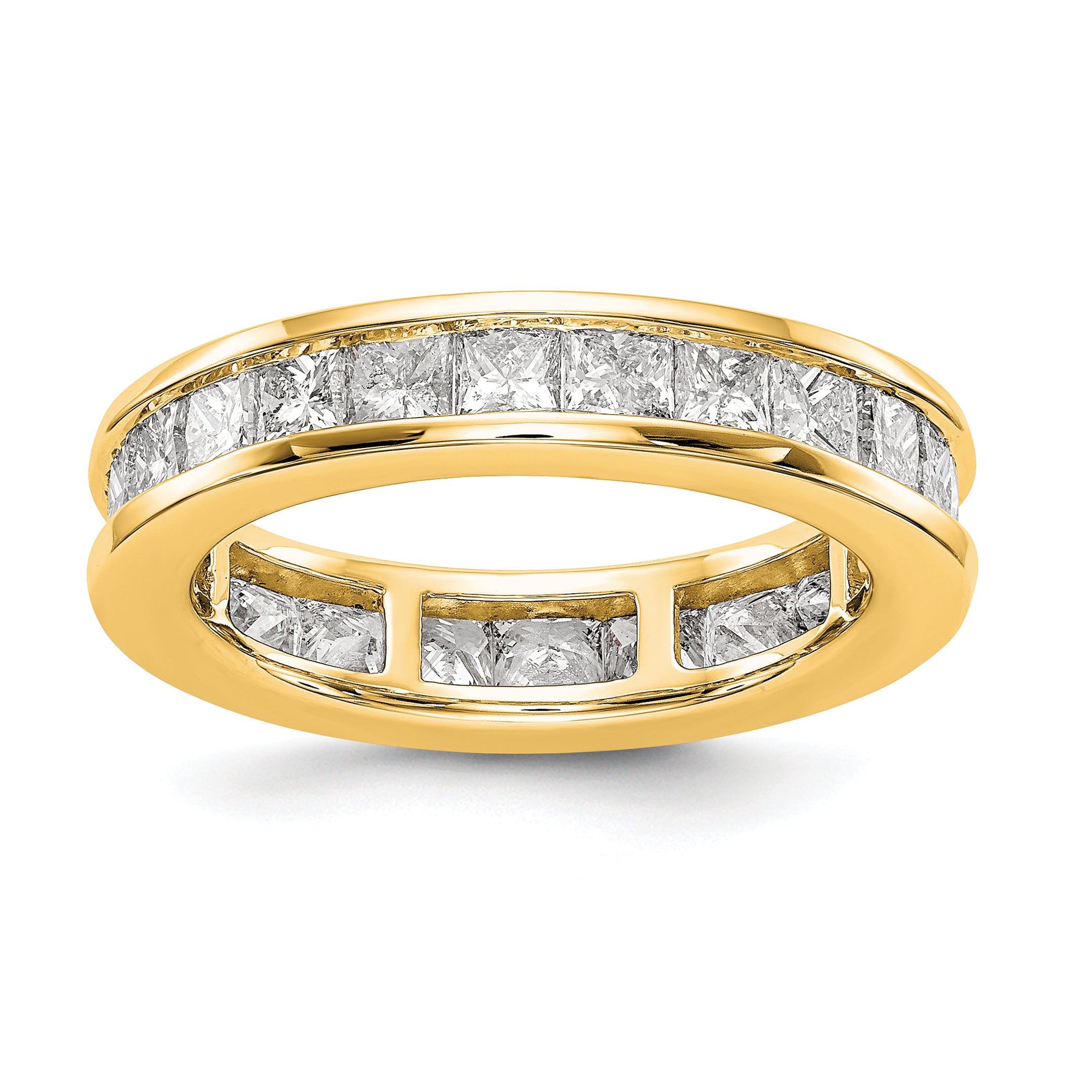 14k 3 carat Lab Grown Diamond VS+ F+ Princess Complete Channel Set Size 7 Eternity Band