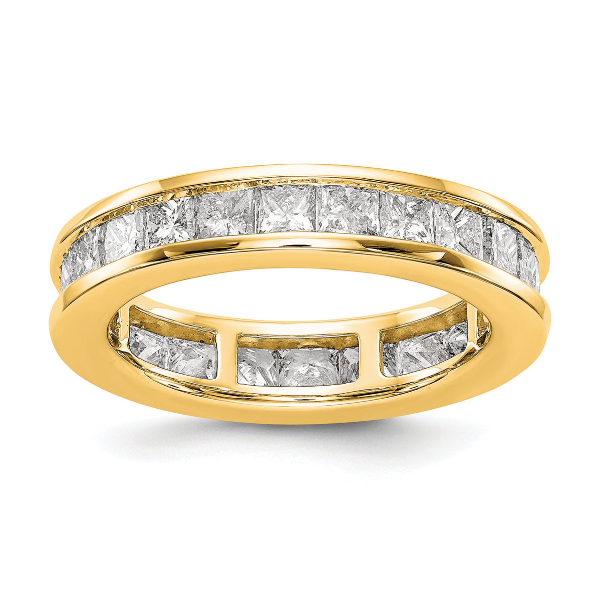14k 3 carat Lab Grown Diamond VS+ F+ Princess Complete Channel Set Size 7 Eternity Band